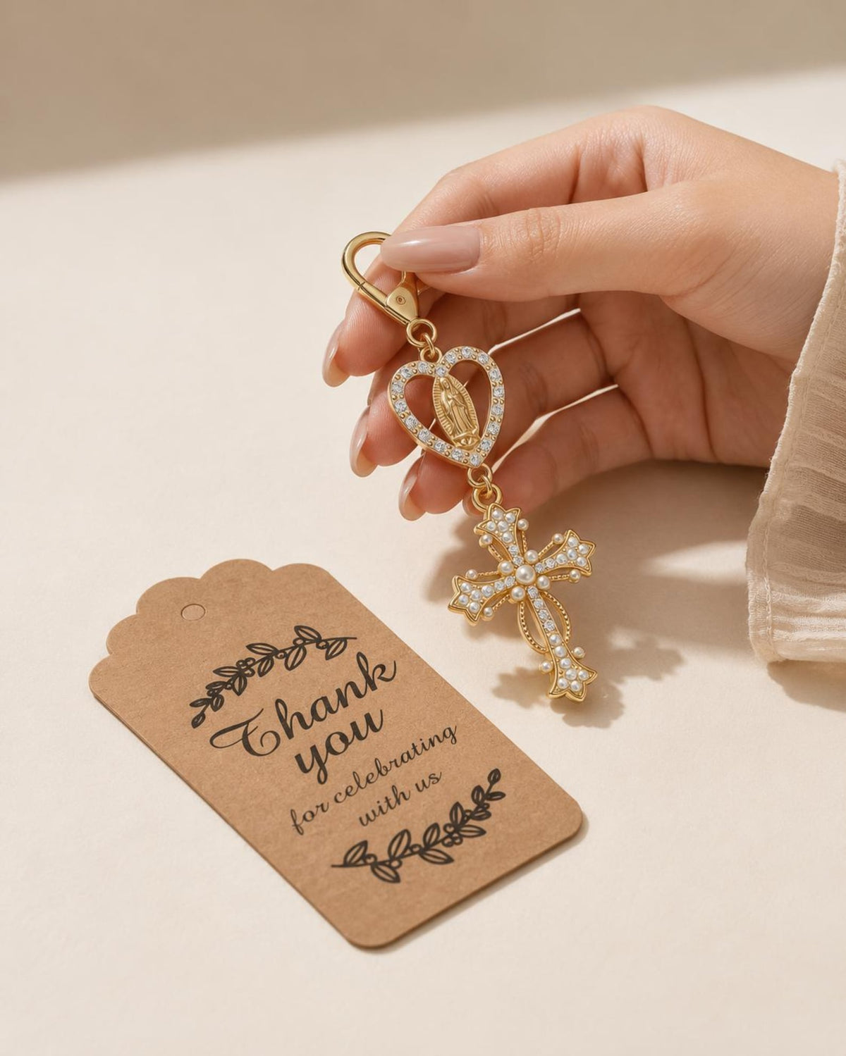 Virgin Mary Heart Cross Keychain | Catholic Keyring | Religious Gift | Christian Favour — photo 2