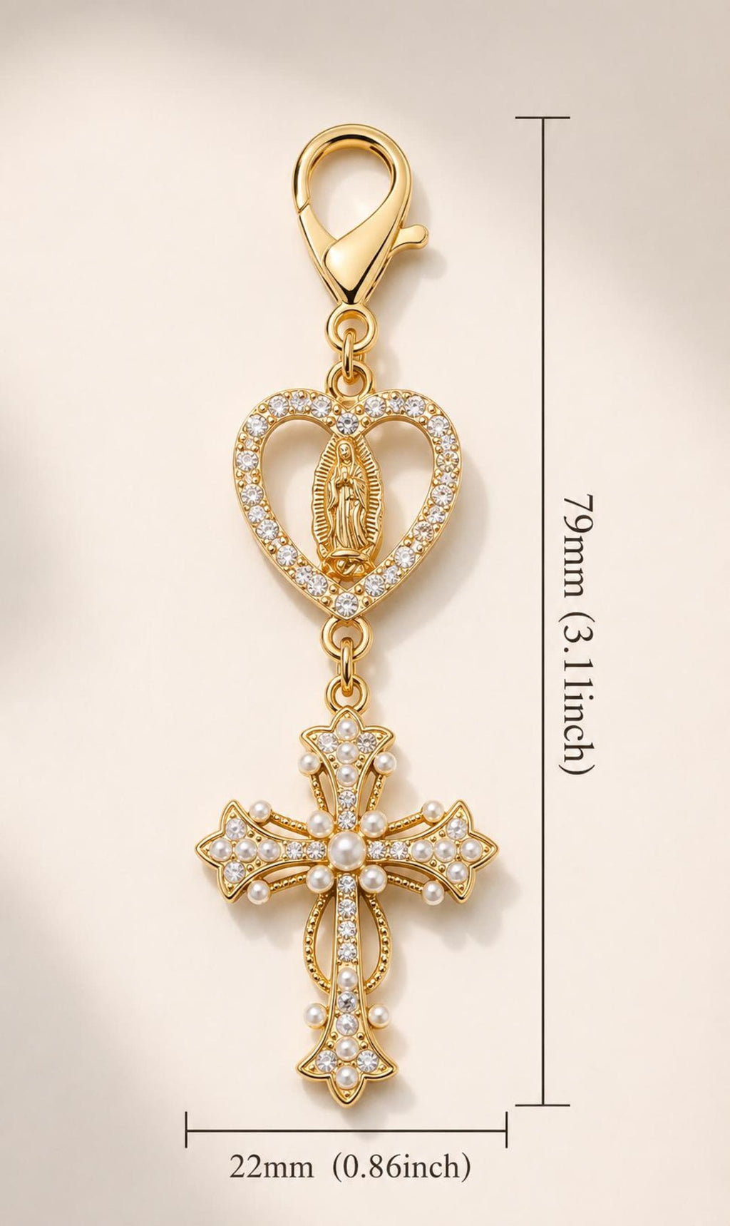 Virgin Mary Heart Cross Keychain | Catholic Keyring | Religious Gift | Christian Favour — photo 3