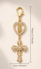 Virgin Mary Heart Cross Keychain | Catholic Keyring | Religious Gift | Christian Favour — photo 3
