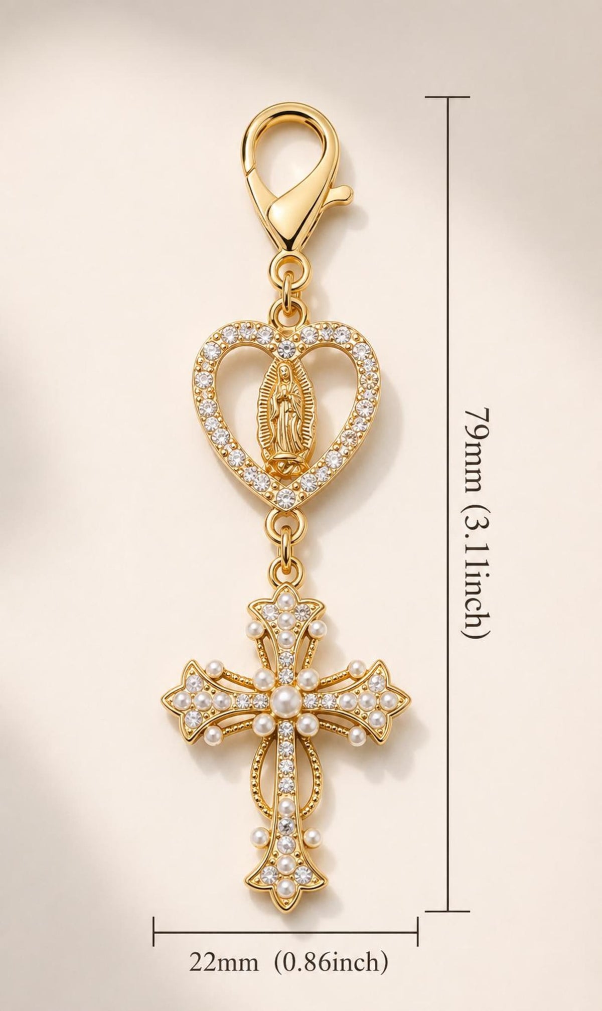 Virgin Mary Heart Cross Keychain | Catholic Keyring | Religious Gift | Christian Favour — photo 3
