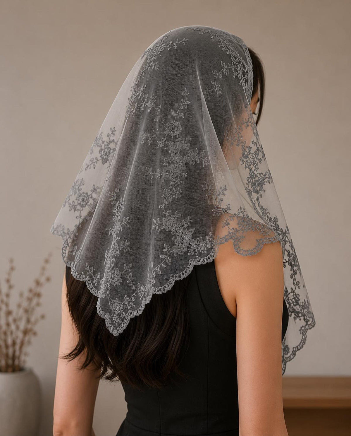 The Teresa Veil - Lace Embroidered Mantilla — photo 6