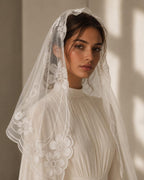The Grace Veil - Floral Mantilla Veil — photo 2