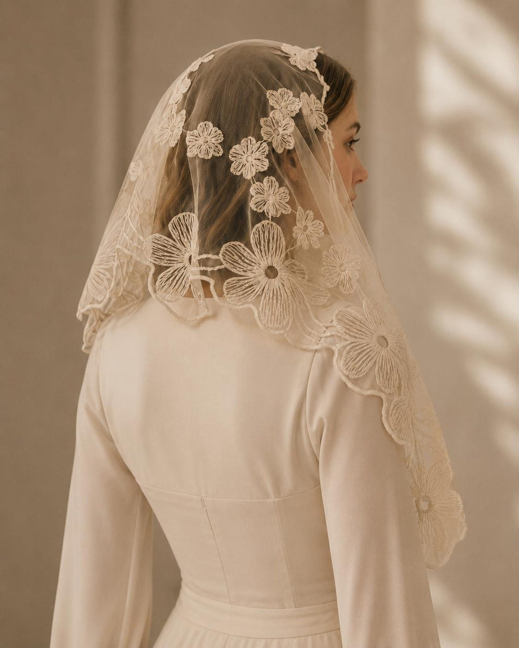 The Grace Veil - Floral Mantilla Veil — photo 8