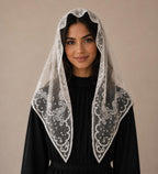 Mother Mary Rosary Mantilla Veil | “Mediugorje” Embroidered Lace Chapel Veil — photo 2