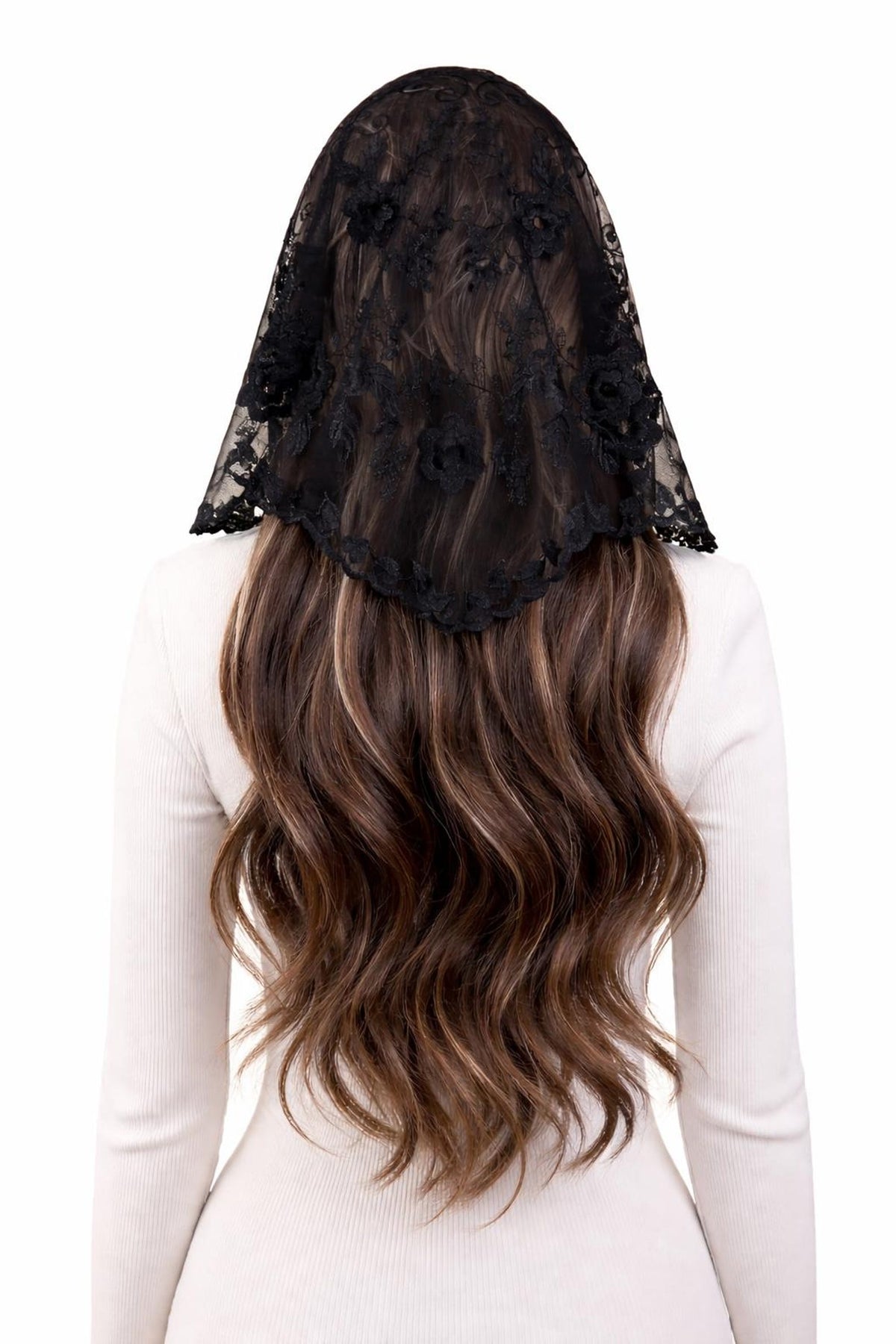 Esther Floral Lace Mantilla | Embroidered Triangle Scarf | Church Veil | Traditional Veil — photo 2