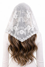 Esther Floral Lace Mantilla | Embroidered Triangle Scarf | Church Veil | Traditional Veil — photo 3