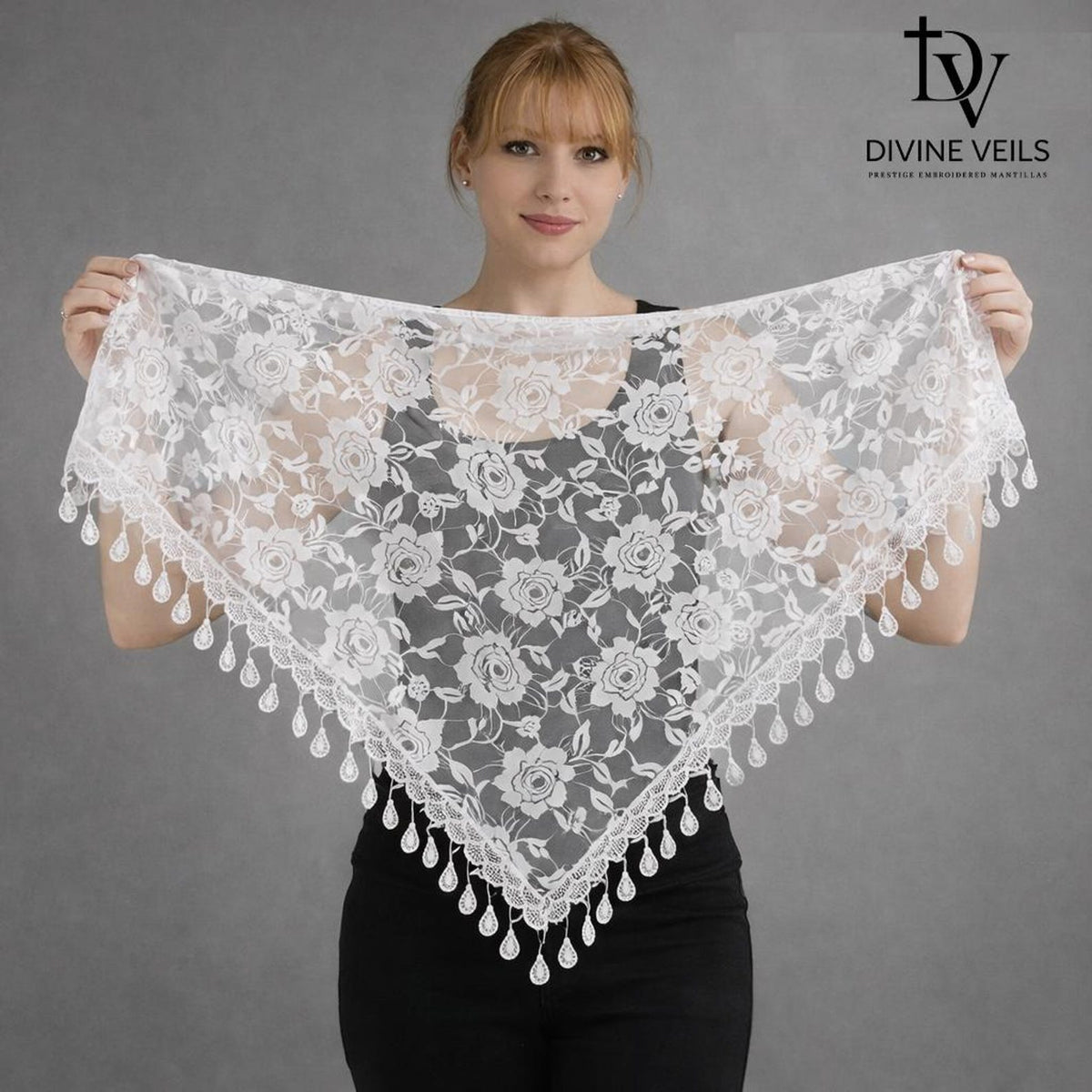Seraphina Lace Mantilla – Catholic Church Veil, Latin Mass Veil — photo 2