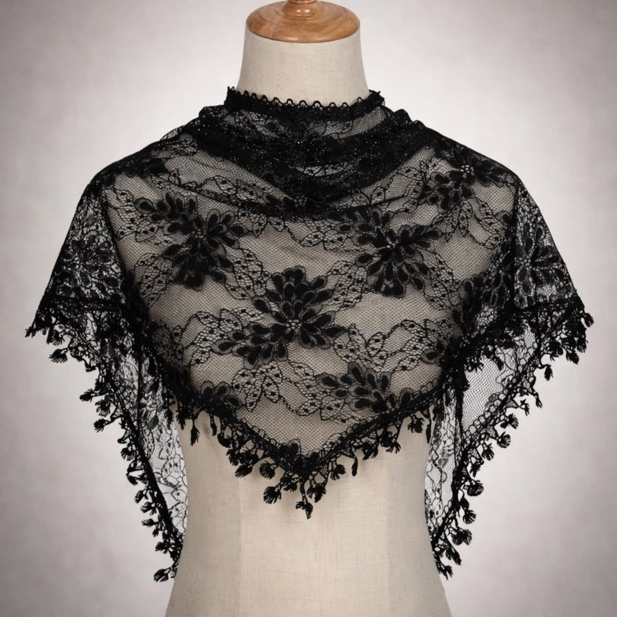 Gianna Shimmer Lace Mantilla Veil – Boho Tassel Chapel Veil, Catholic Head Covering — photo 8