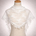 Gianna Shimmer Lace Mantilla Veil – Boho Tassel Chapel Veil, Catholic Head Covering — photo 2