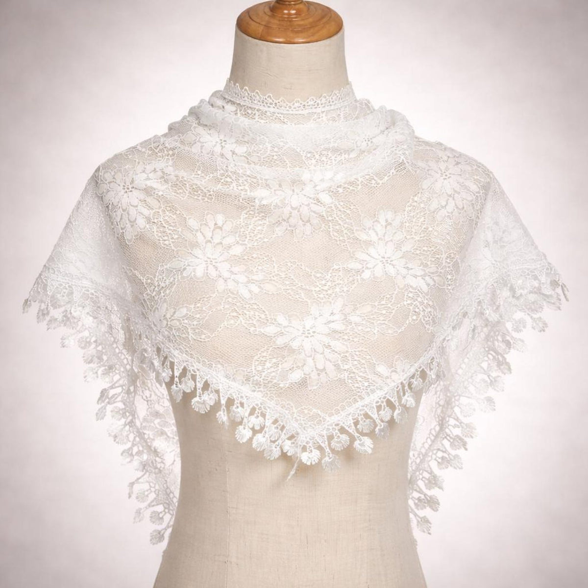 Gianna Shimmer Lace Mantilla Veil – Boho Tassel Chapel Veil, Catholic Head Covering — photo 2