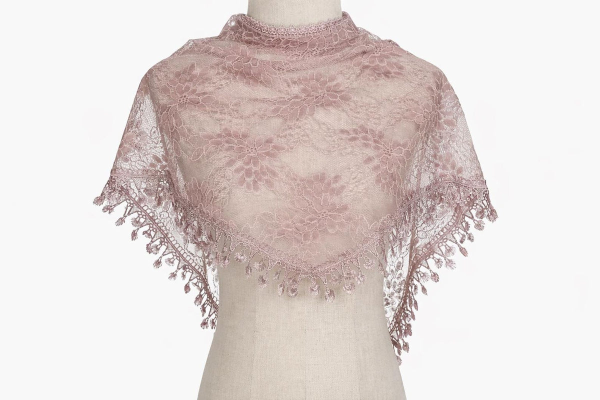 Gianna Shimmer Lace Mantilla Veil – Boho Tassel Chapel Veil, Catholic Head Covering — photo 4