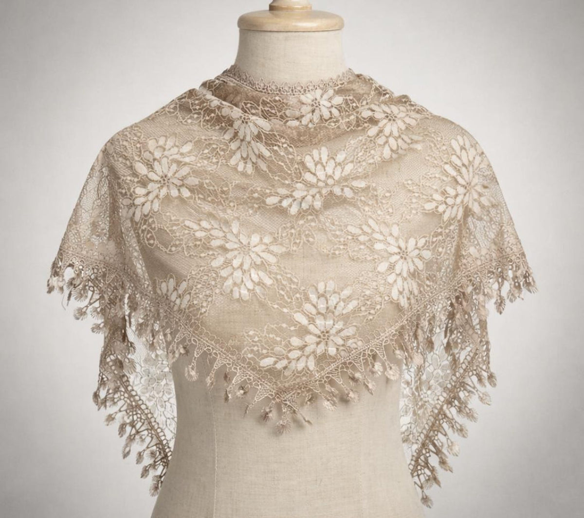 Gianna Shimmer Lace Mantilla Veil – Boho Tassel Chapel Veil, Catholic Head Covering — photo 6