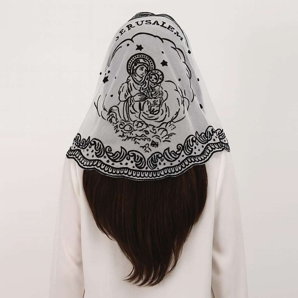Divinia Mantilla Veil – Catholic Lace Chapel Veil, Mass Head Covering