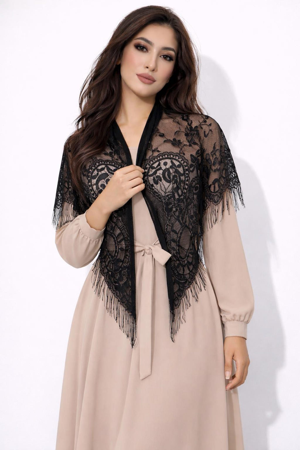 Jemimah Lace Mantilla Veil | Catholic Church Veil, Floral Triangle Head Covering — photo 2