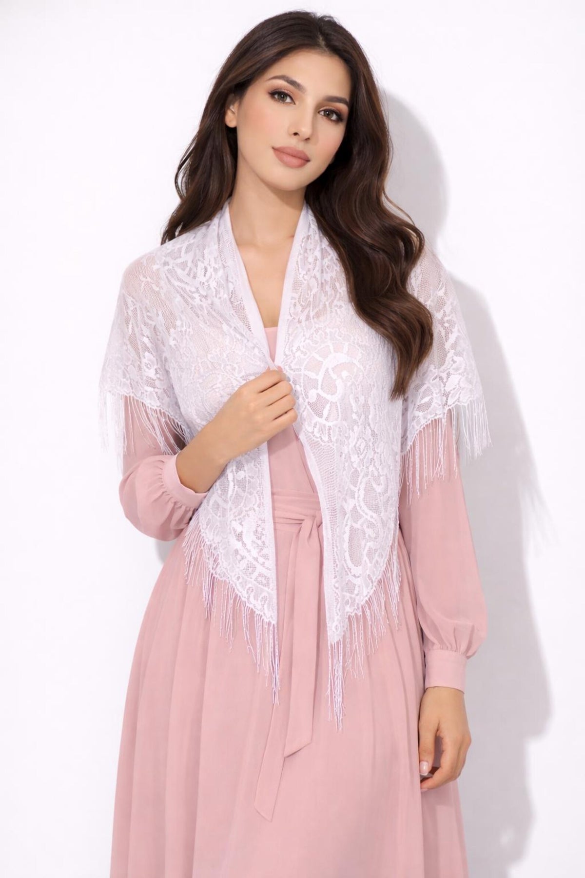 Jemimah Lace Mantilla Veil | Catholic Church Veil, Floral Triangle Head Covering — photo 4