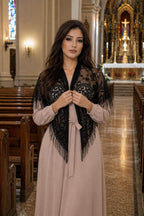 Jemimah Lace Mantilla Veil | Catholic Church Veil, Floral Triangle Head Covering