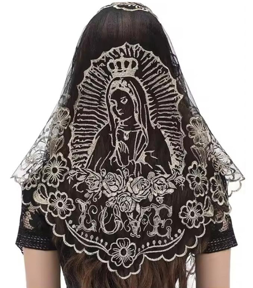 Immaculata Lace Virgin Mary Mantilla – Catholic Chapel Veil, Latin Mass Head Covering — photo 4