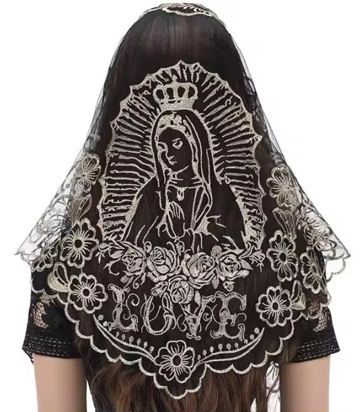 Immaculata Lace Virgin Mary Mantilla – Catholic Chapel Veil, Latin Mass Head Covering — photo 4