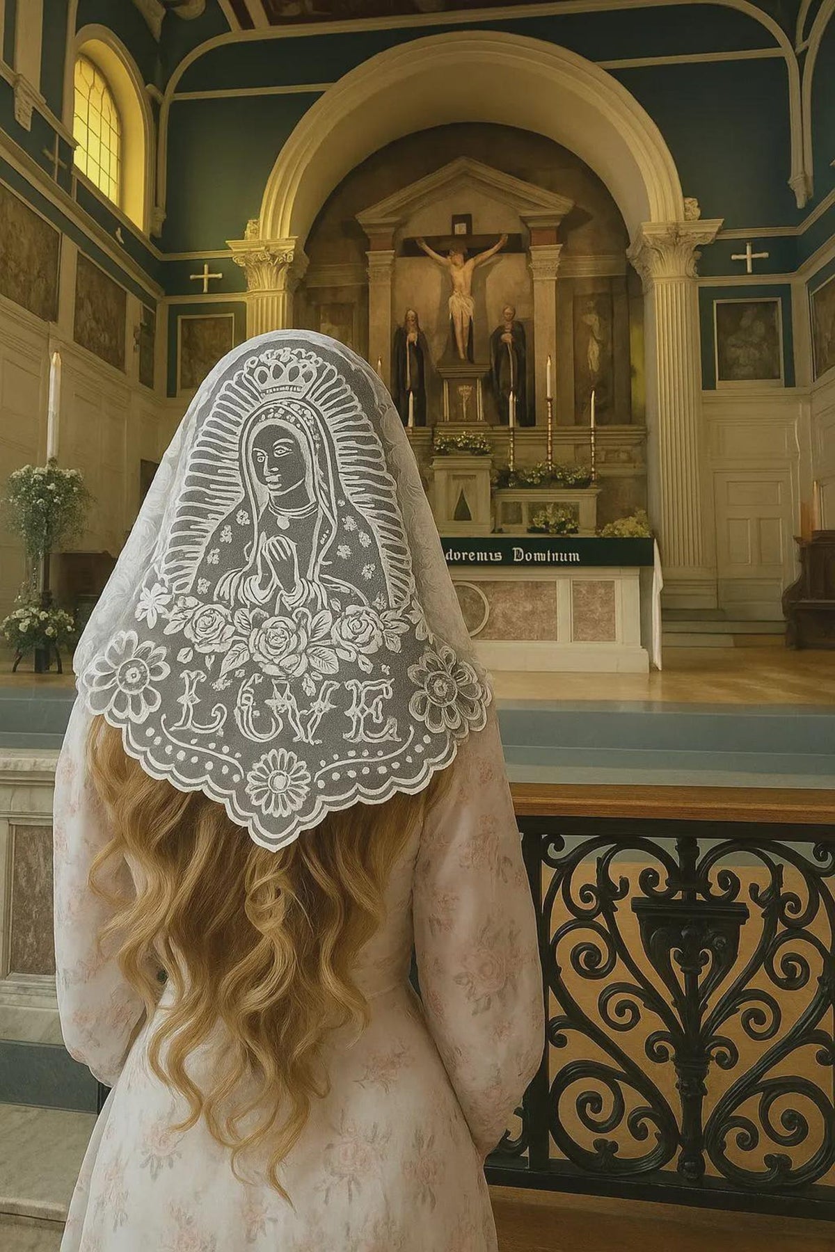 Immaculata Lace Virgin Mary Mantilla – Catholic Chapel Veil, Latin Mass Head Covering — photo 5