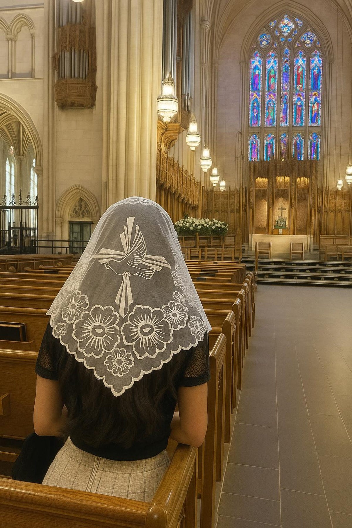 Serenity Lace Dove Mantilla – Catholic Chapel Veil, Religious Head Covering — photo 5