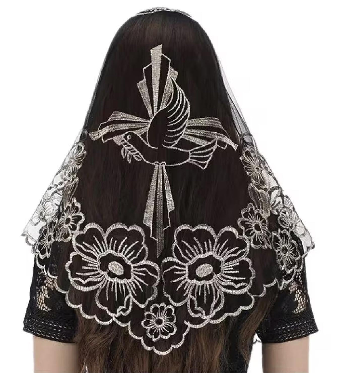 Serenity Lace Dove Mantilla – Catholic Chapel Veil, Religious Head Covering