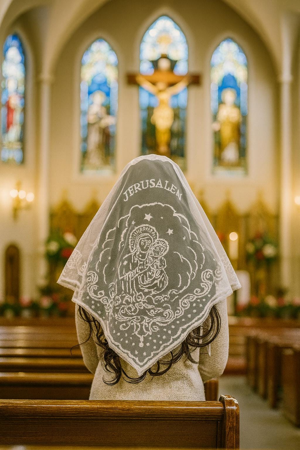Sancta Jerusalem Veil – Catholic Lace Mantilla, Chapel Head Covering