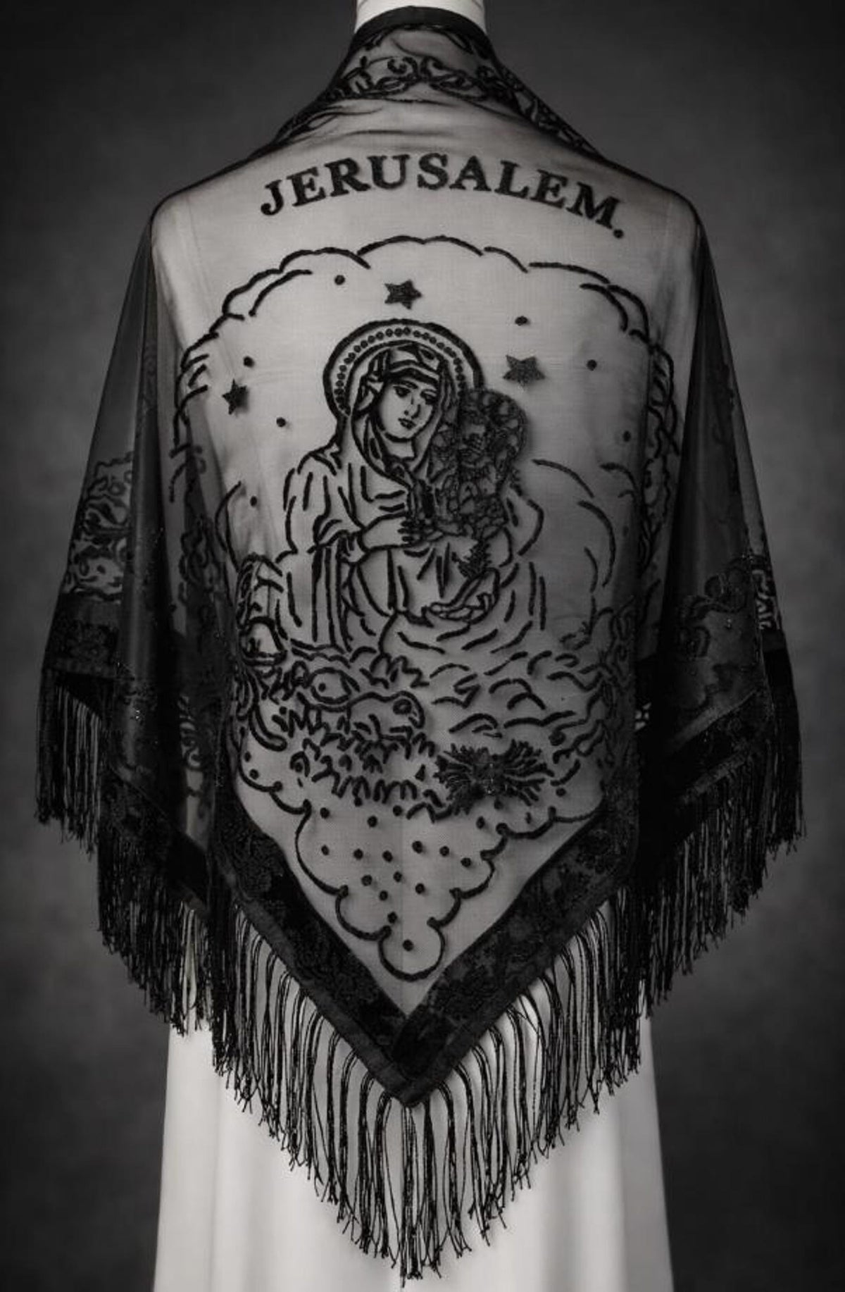 Lourdes Black Jerusalem Veil – Embroidered Mantilla, Catholic Chapel Veil — photo 3