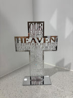 Acrylic Our Father Cross: Gold & Silver Christian Home Decor — photo 3