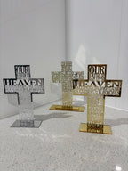 Acrylic Our Father Cross: Gold & Silver Christian Home Decor