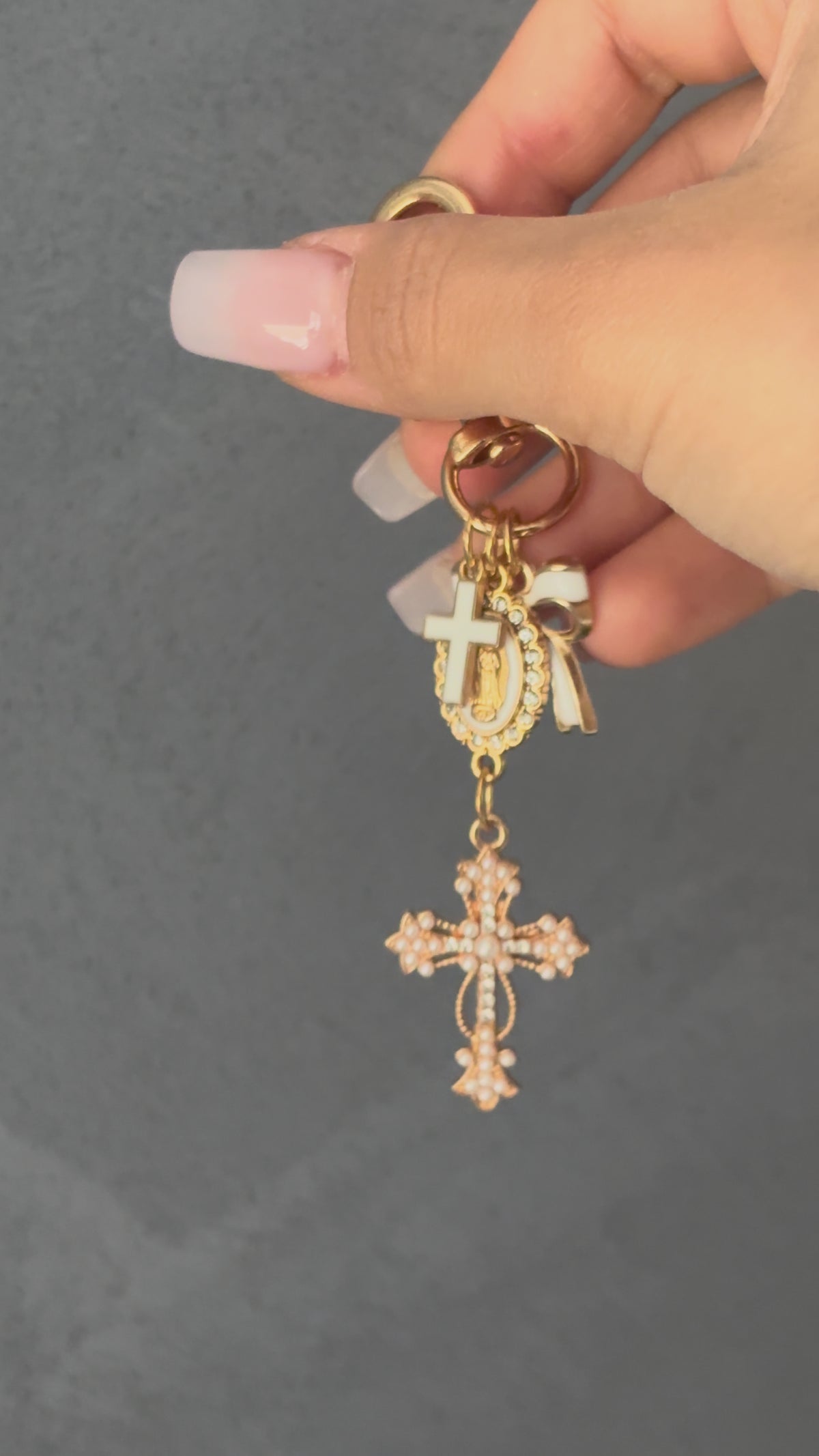 Virgin Mary Cross Bag Charm