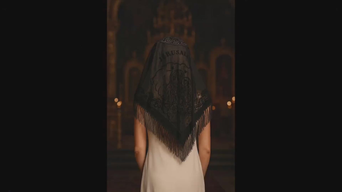 Lourdes Black Jerusalem Veil