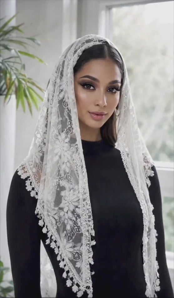 Gianna Shimmer Lace Mantilla Veil